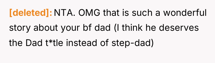[deleted] NTA. OMG that is such a wonderful story about...
