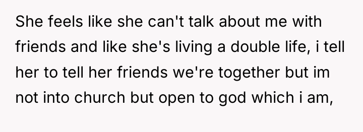 She feels like she can't talk about me with friends...