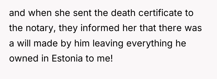 and when she sent the death certificate to the notary,...