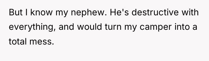 But I know my nephew. He's destructive with everything, and...
