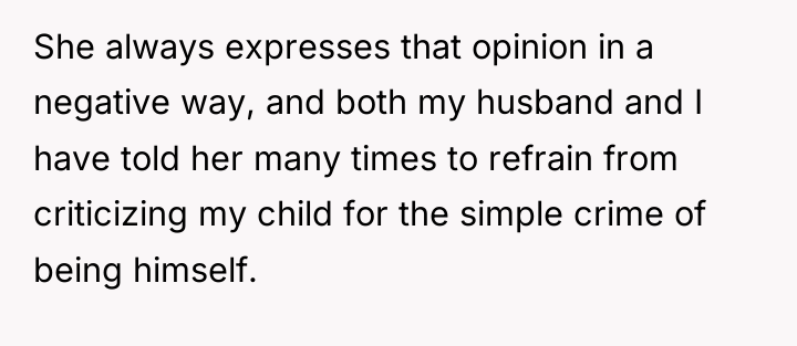 She always expresses that opinion in a negative way, and...