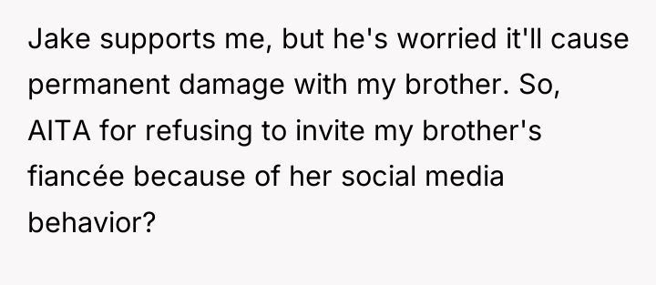 Jake supports me, but he's worried it'll cause permanent damage...