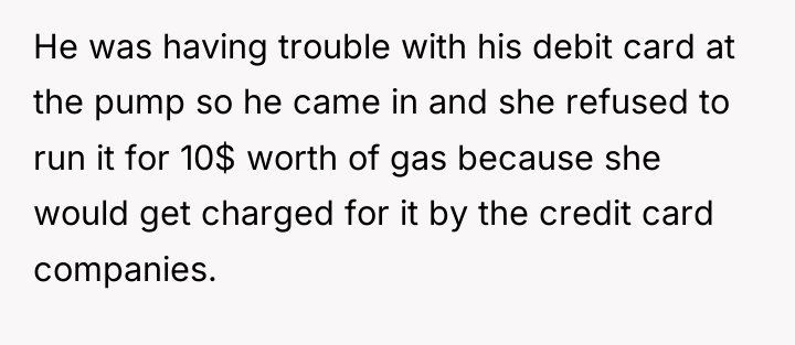 He was having trouble with his debit card at the...