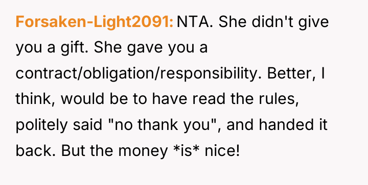 Forsaken-Light2091 NTA. She didn't give you a gift. She gave...
