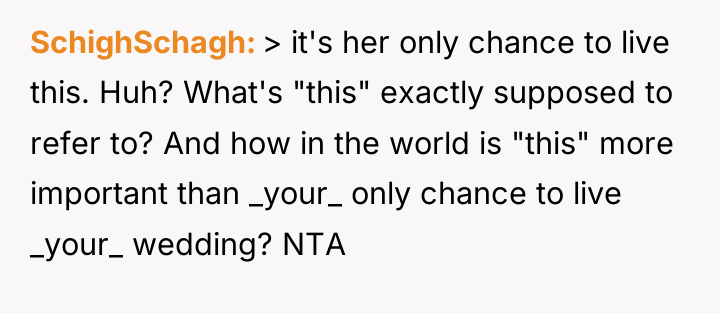 SchighSchagh > it's her only chance to live this. Huh?...