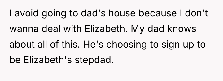 I avoid going to dad's house because I don't wanna...