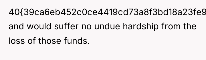 40{39ca6eb452c0ce4419cd73a8f3bd18a23fe95ab4febb092bc2ab1b542eeea82f}, and would suffer no undue hardship from the loss...