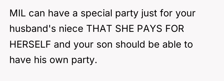 MIL can have a special party just for your husband's...