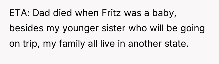 ETA: Dad died when Fritz was a baby, besides my...