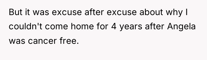 But it was excuse after excuse about why I couldn't...