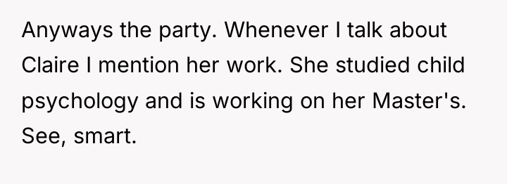 Anyways the party. Whenever I talk about Claire I mention...