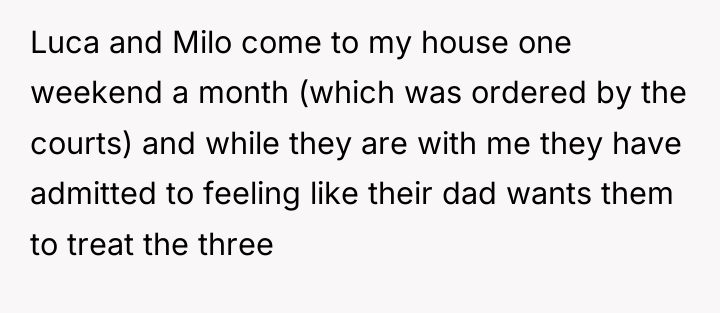 Luca and Milo come to my house one weekend a...
