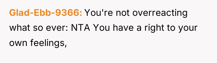 Glad-Ebb-9366 You're not overreacting what so ever: NTA You have...
