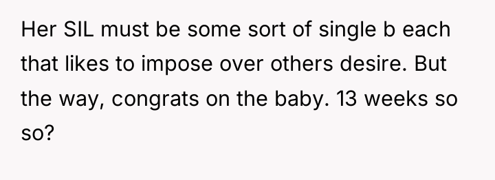 Her SIL must be some sort of single b each...