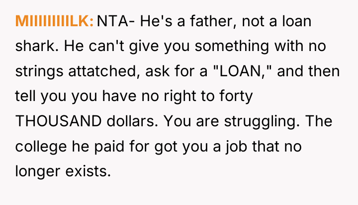 MIIIIIIIIILK NTA- He's a father, not a loan shark. He...