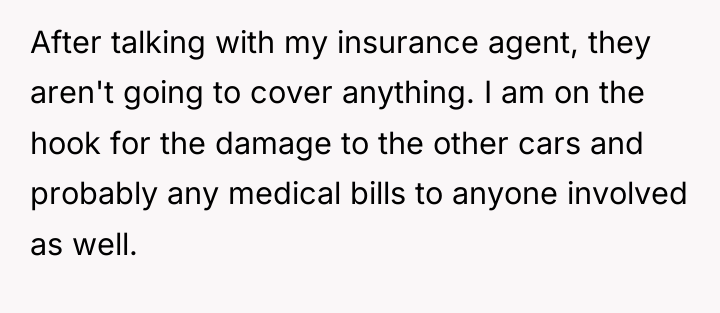 After talking with my insurance agent, they aren't going to...