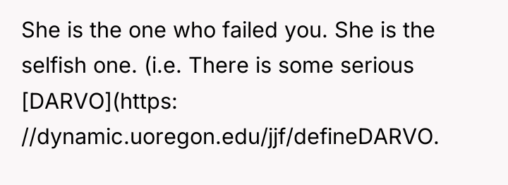 She is the one who failed you. She is the...