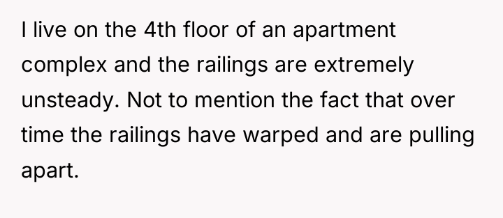 I live on the 4th floor of an apartment complex...