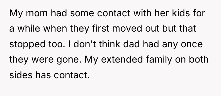 My mom had some contact with her kids for a...