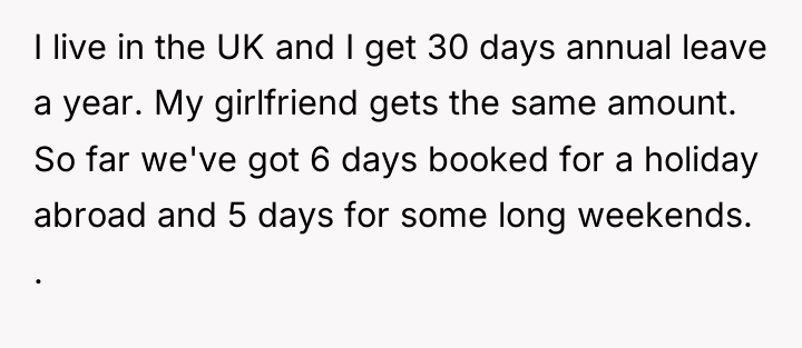 I live in the UK and I get 30 days...