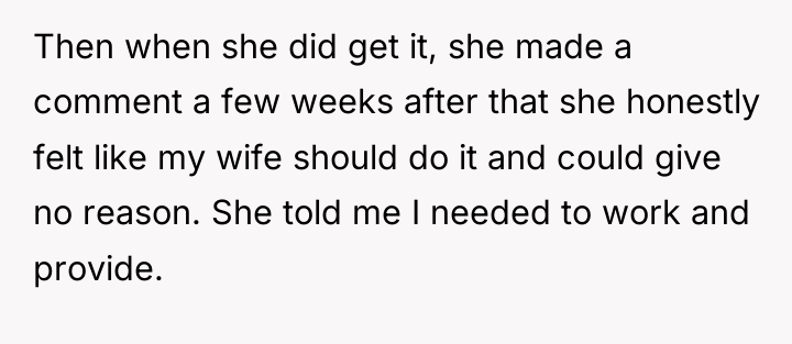 Then when she did get it, she made a comment...