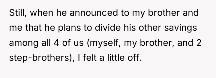 Still, when he announced to my brother and me that...