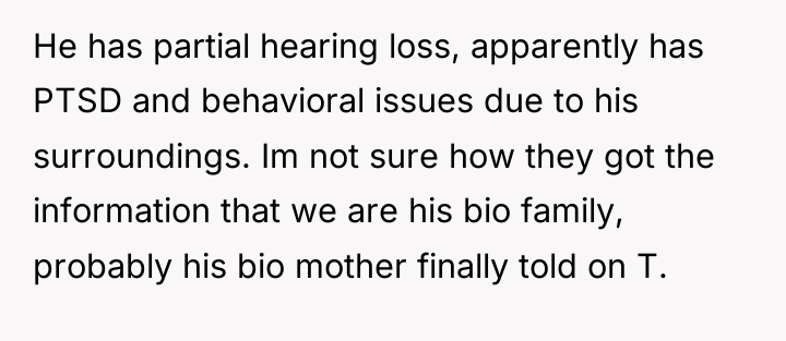 He has partial hearing loss, apparently has PTSD and behavioral...
