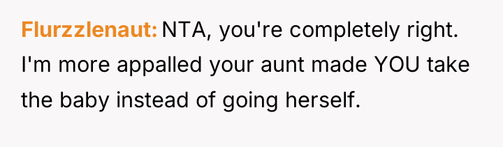 Flurzzlenaut NTA, you're completely right. I'm more appalled your aunt...