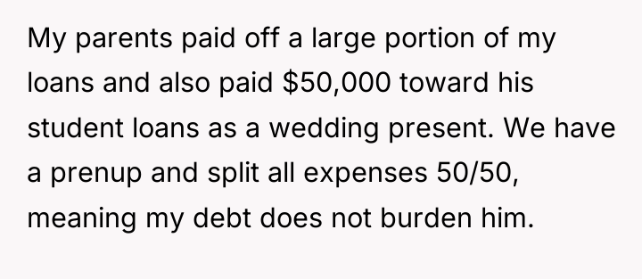 My parents paid off a large portion of my loans...