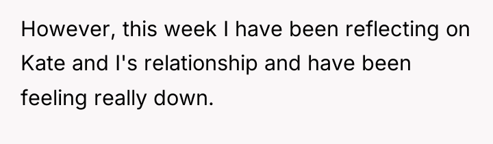 However, this week I have been reflecting on Kate and...