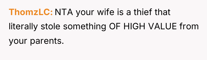 ThomzLC NTA your wife is a thief that literally stole...