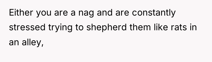 Either you are a nag and are constantly stressed trying...