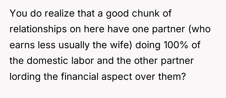 You do realize that a good chunk of relationships on...