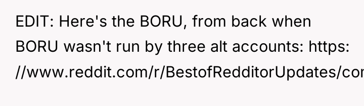 EDIT: Here's the BORU, from back when BORU wasn't run...