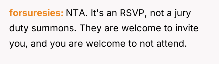 forsuresies NTA. It's an RSVP, not a jury duty summons....