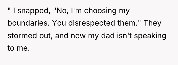 " I snapped, "No, I'm choosing my boundaries. You disrespected...