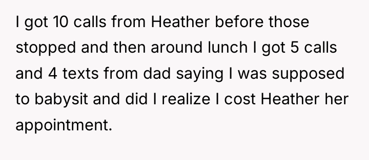 I got 10 calls from Heather before those stopped and...