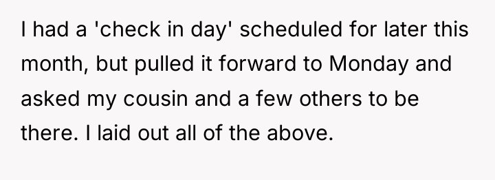 I had a 'check in day' scheduled for later this...