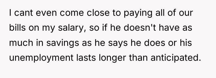 I cant even come close to paying all of our...