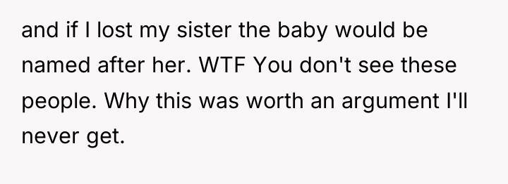 and if I lost my sister the baby would be...