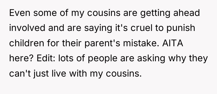 Even some of my cousins are getting ahead involved and...