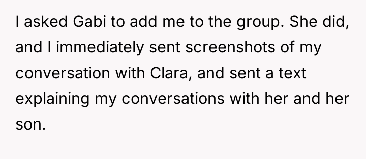 I asked Gabi to add me to the group. She...