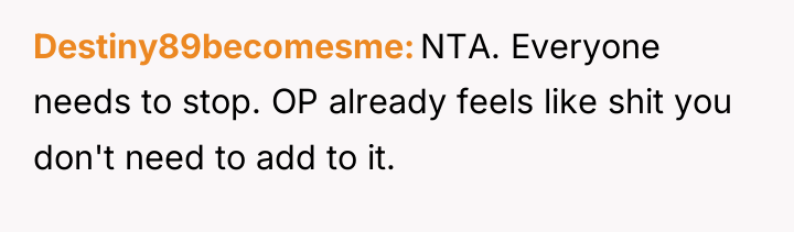 Destiny89becomesme NTA. Everyone needs to stop. OP already feels like...
