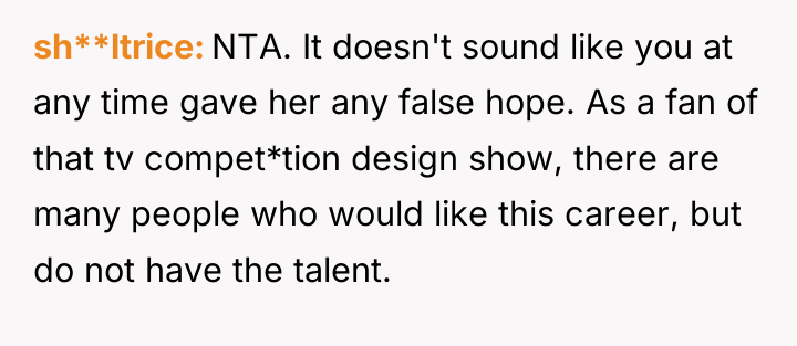 sh**ltrice NTA. It doesn't sound like you at any time...