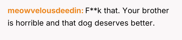meowvelousdeedin F**k that. Your brother is horrible and that dog...
