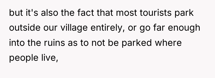 but it's also the fact that most tourists park outside...