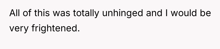 All of this was totally unhinged and I would be...