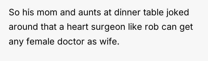 So his mom and aunts at dinner table joked around...