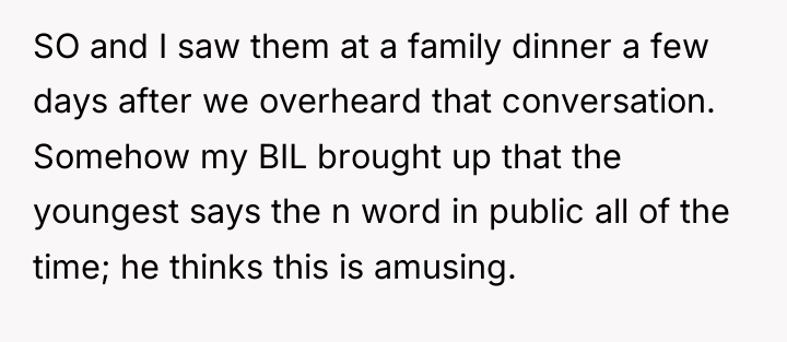 SO and I saw them at a family dinner a...