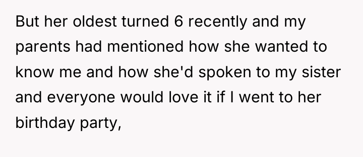 But her oldest turned 6 recently and my parents had...